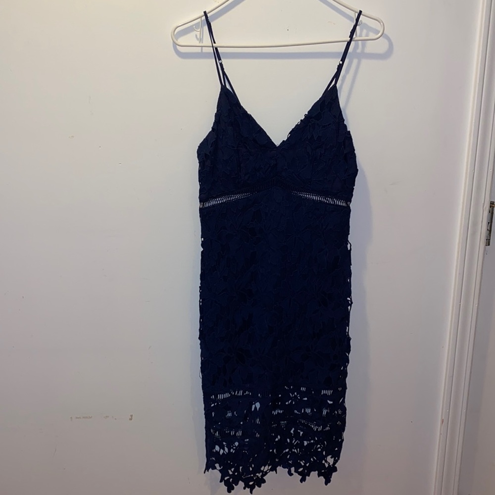 ASTR the label beautiful navy crochet midi dress